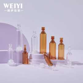 现货3ml-20ml透明梅花瓶茶色一次性折断精华液瓶塑料针筒瓶分装瓶
