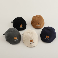 嬰幼兒帽子春秋季可愛超萌刺繡小熊貝雷帽男女寶寶防曬遮陽畫家帽