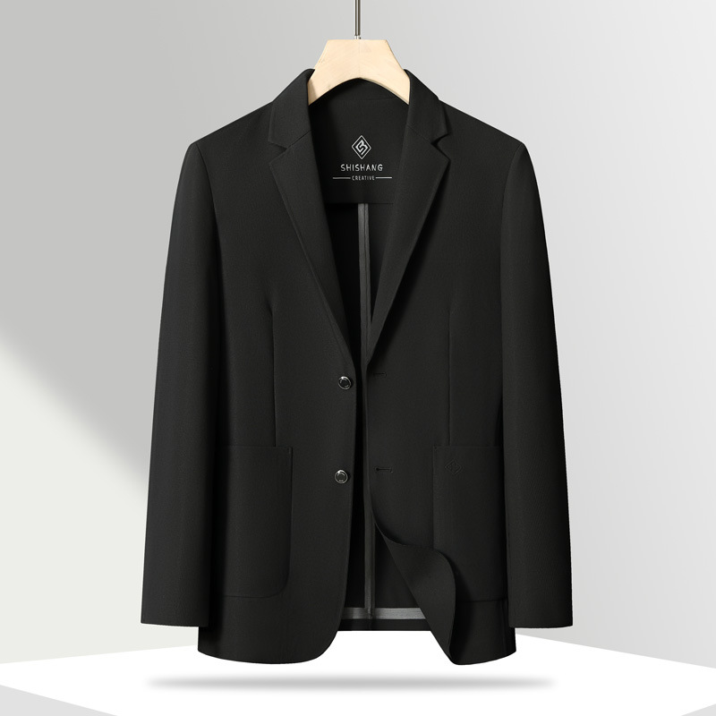 Ice Silk Seamless Suit Men's 2024 Summer New Business Casual Single Western Thin Anti-Wrinkle Quick-drying Sunscreen Suit