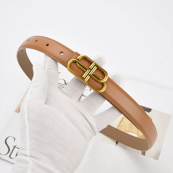 New Women's Retro Double B Letter Buckle Cowhide Leather Belt for Women, Thin 2.3 Wide Versatile Decorative Dress Belt