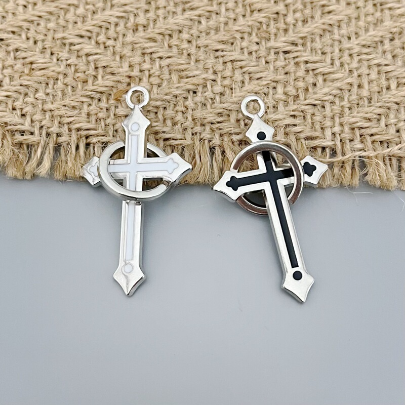 Cool Black and White Ring Cross Asymmetric Earrings Earrings Sweet Cool Personalized Necklace Keychain Pendant