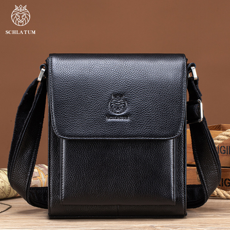 Túi đeo chéo nam da bò cao cấp phong cách doanh nhân — Đen