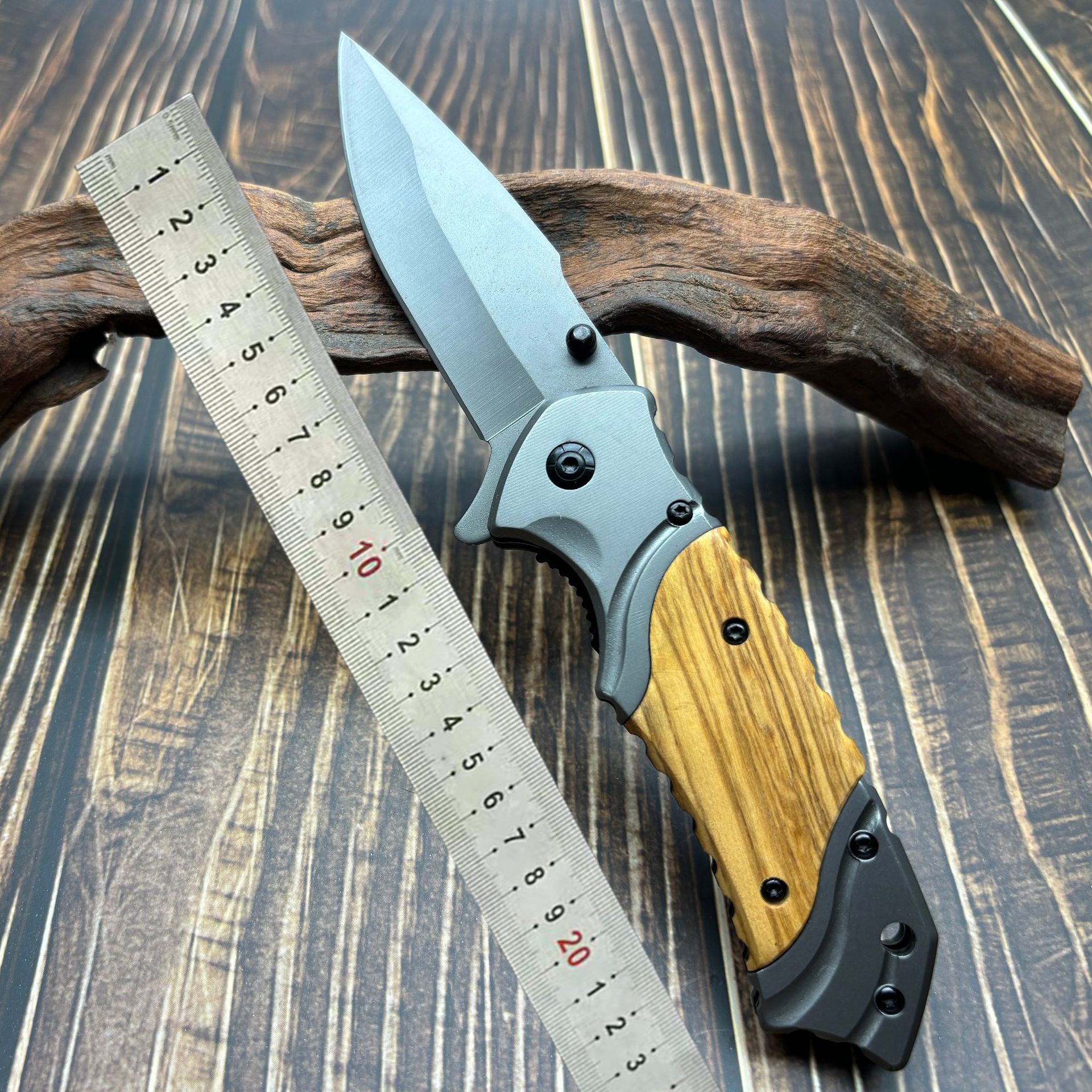 勃朗宁X49木柄折叠刀多功能野营防身刀具随身折刀家用水果刀