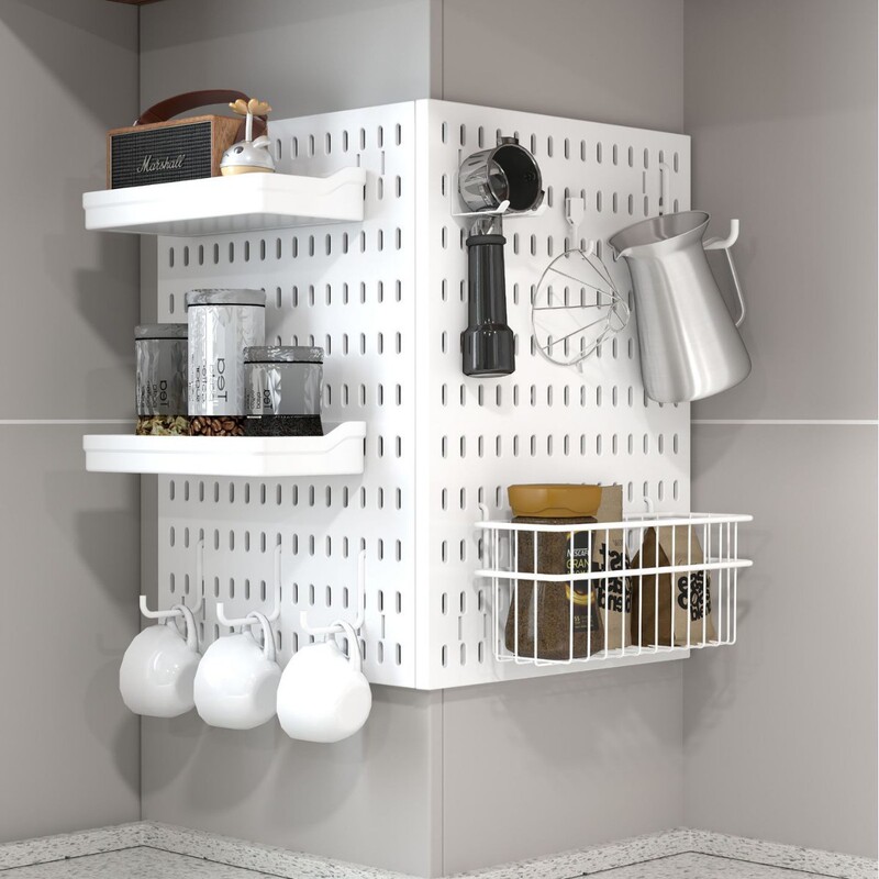 Coffee Corner Press Powder Hammer Storage Hole Board Wall-Mounted Storage Rack Hook Hanging Basket Partition Display Rack Coffee Corner Press Powder Hammer Storage Hole Board Wall-Mounted Storage Rack Hook Hanging Basket Partition Display Rack