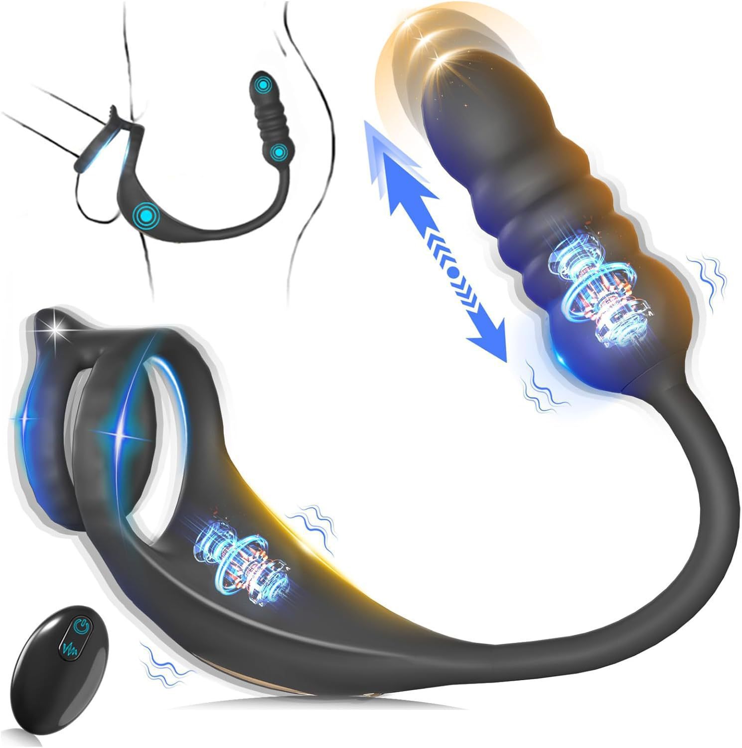Aihu 텔레스코픽 정액 잠금 링 블랙