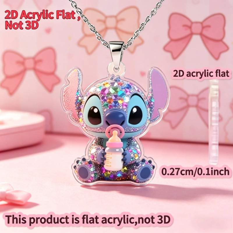 Cross-Border Cute Cartoon Diamond Pattern 2D Acrylic Necklace, a Whimsical and Interesting Necklace