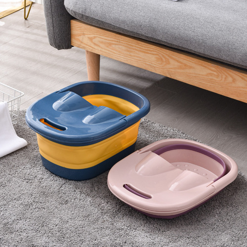  New Children's Foldable Foot Bath Tub Plastic with Lid and Handle Foot Soaking Basin Massage Foldable Foot Bath Tub for Girls