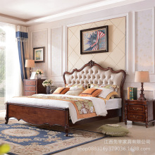 美式实木床轻奢复古乡村现代简约欧式风格皮床软包1.8m双人大婚床