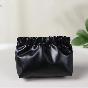 Leather Shrapnel Automatic Closing Bag Toiletries Cosmetics Storage Bag with Logo Printable Free Packaging Bag Wholesale
