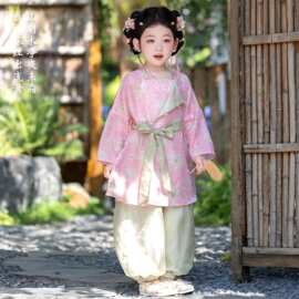 2026新款春夏男女童同款汉服唐褙子中国风可爱圆领袍唐装裤子套装
