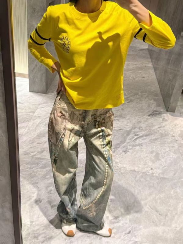 高版本~25早秋ch马蹄铁印花33数字长袖打底衫女圆领长袖修身T恤女|undefined
