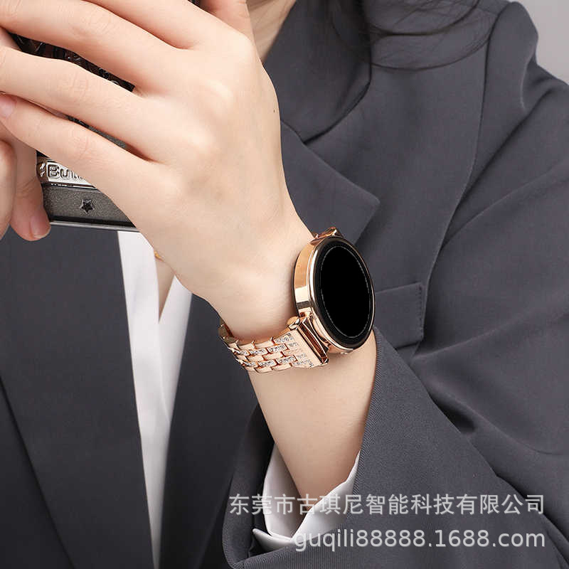 Metal shiny two-row drill 22mm quick release watch band for Samsung Huawei gt4/5Watch 6/5/4/A