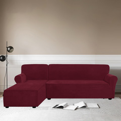 Cross-border manufacturer ultra-soft velvet sofa cover, solid color simple elastic full cover L-shaped princess sofa set cover