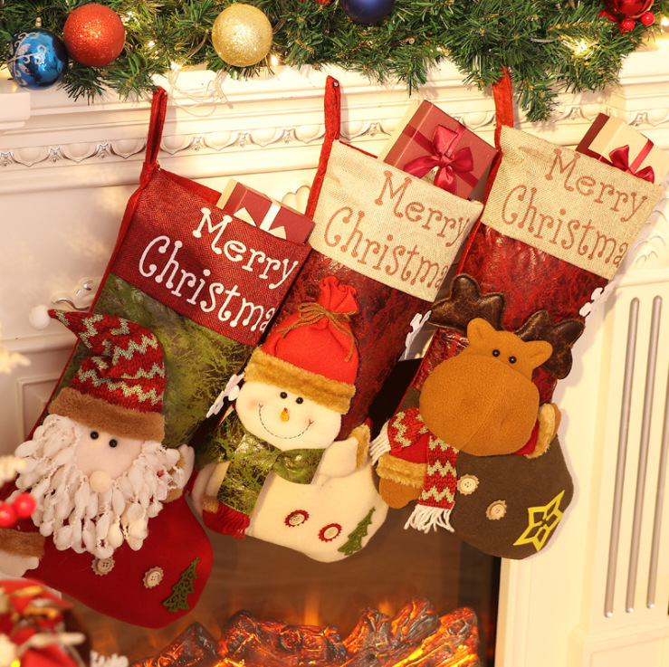 1 Piece Quantity Indoor, Party, Festival Occasion Christmas Cute Santa Claus Letter Snowman Nonwoven Indoor Party Festival Christmas Socks