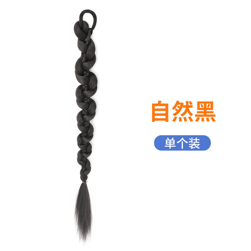 Peluca trenza Cola de Caballo mujer natural pelo artificial trenza de boxeo peluca Twist trenza larga Red Hot Girl doble cola de caballo peluca