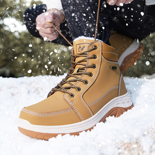 Shoes for men cross-border plus size men's outdoor high-top hiking shoes work shoes warm cotton shoes snow boots Outdoor