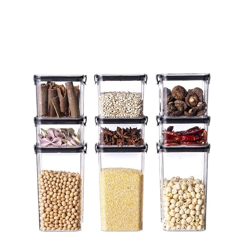 Food-grade Plastic Airtight Kitchen Storage Jars, Stackable, 460–1800 ml Sizes