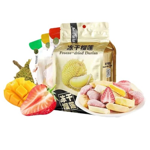 Zero-waste, freeze-dried durian, strawberry chips, mixed mango slices, and assorted dried fruits—perfect office-friendly, trendy casual snacks available for wholesale.
