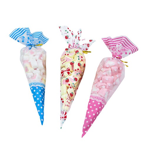 Creative popcorn protein candy triangle packaging bag baking plastic food bag small drawstring bag