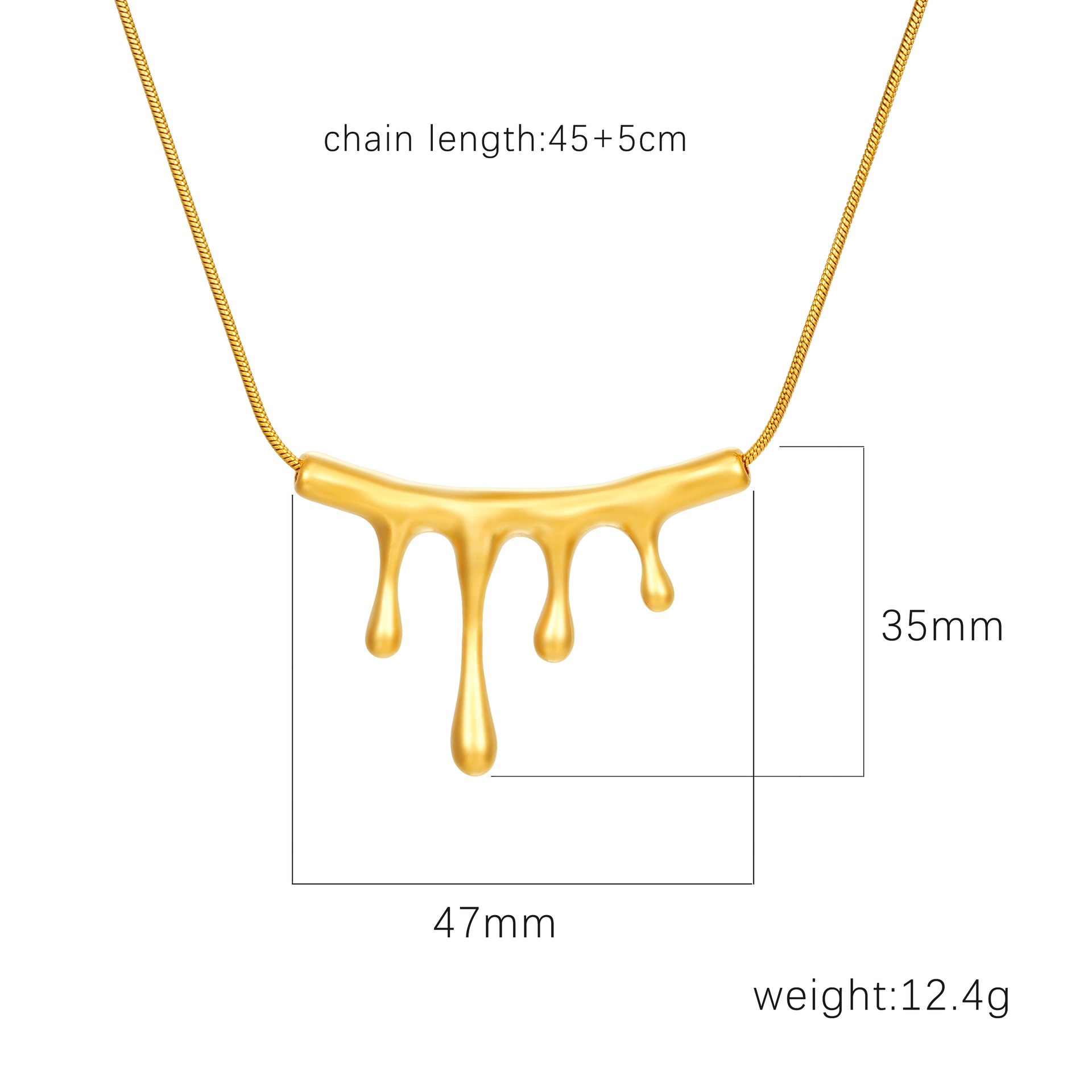 Diseño transfronterizo europeo y americano de gota de agua tridimensional de lava no collar temperamento femenino de acero de titanio galvanizado 18k joyería de oro