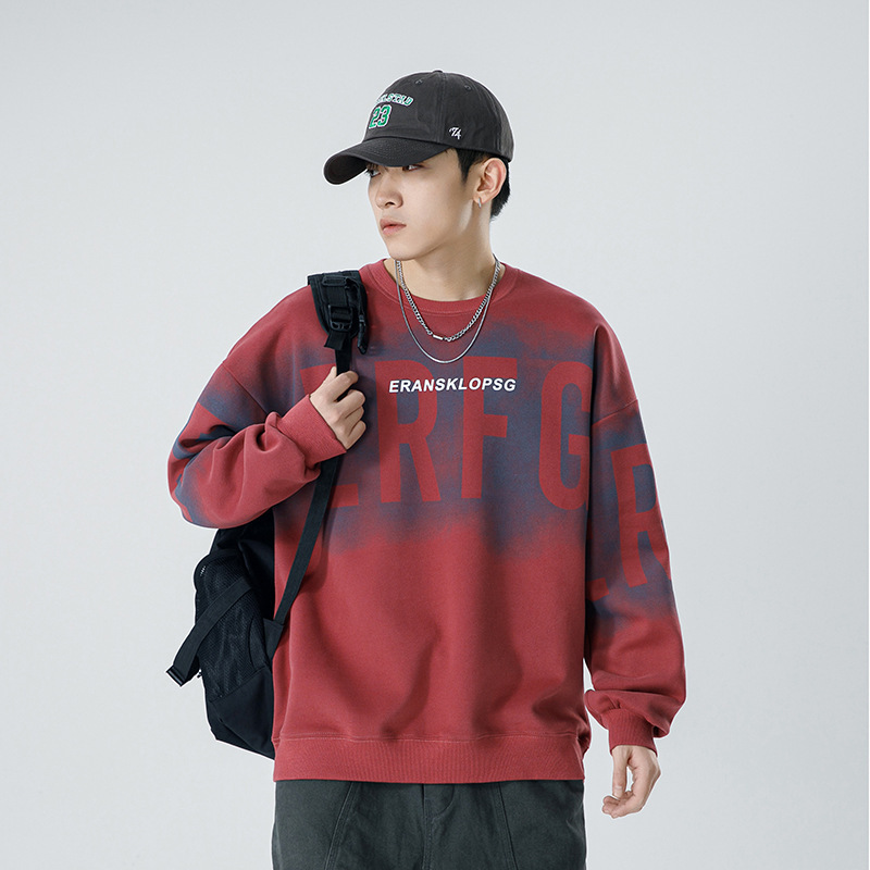 Kun Haipeng Cloud Japanese Men's Autumn and Winter New Round Neck Sweatshirt Men's Loose Trendy Brand Printed Men's Coat Couple Clothes