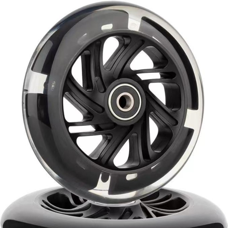 源头工厂120*24自行车副轮扭扭车小米高滑板车PU闪光轮