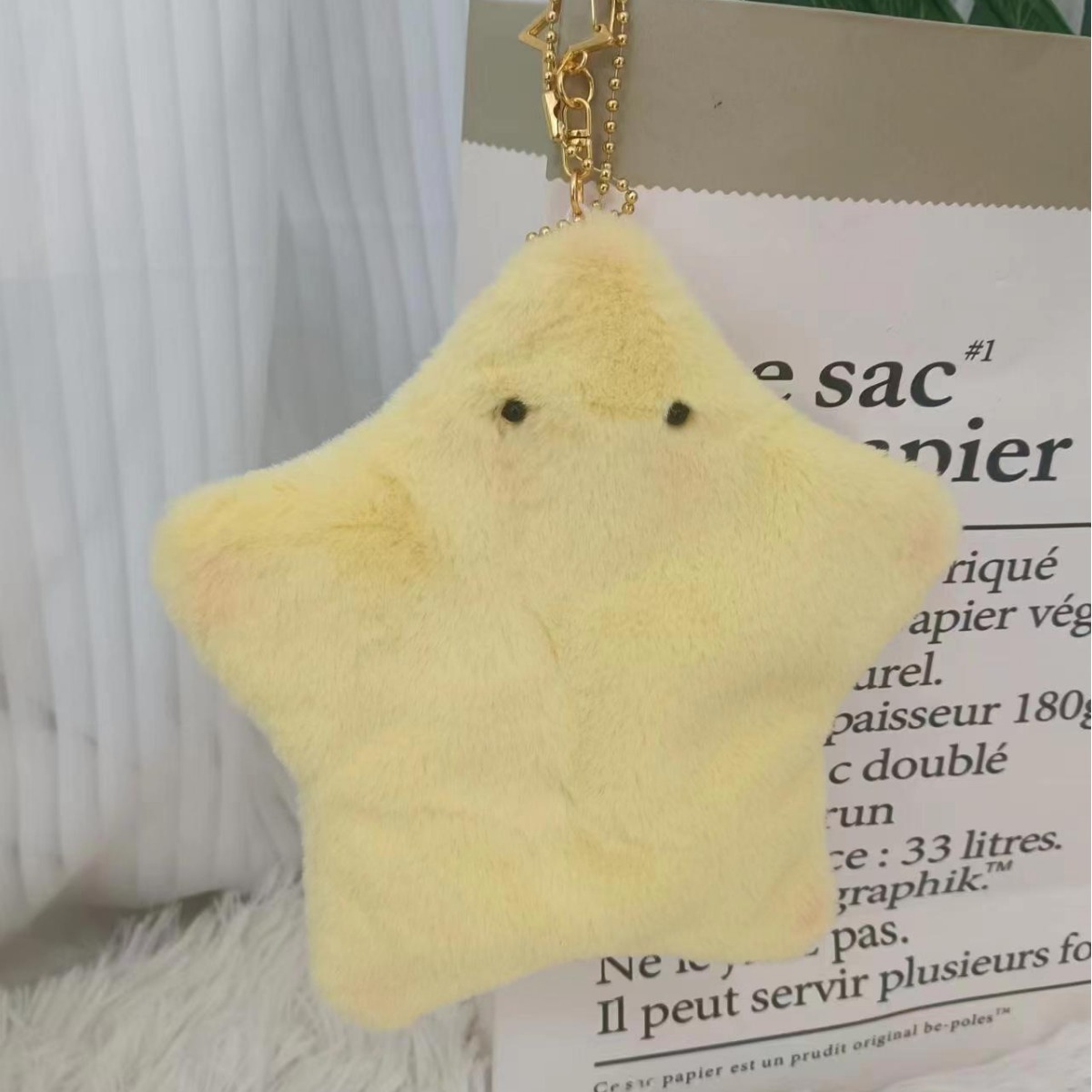 Colgante de peluche de estrella pequeña, lindo colgante de estrella de la suerte para niñas, llavero, monedero, bolso, mochila