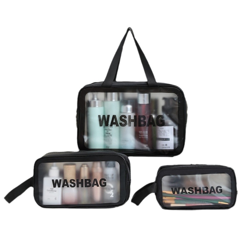 Simple Pu waterproof frosted cosmetic bag travel transparent wash bag large capacity portable cosmetic portable storage bag
