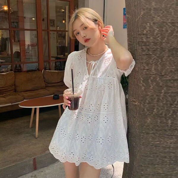 White design lace silk summer shirt