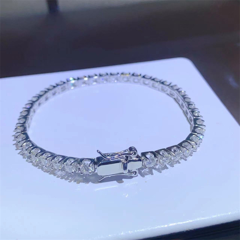 Tennis Moissanite Bracelet Women's Cross-border Full Diamond Moissanite Bracelet Super Flash VVS1 Diamond Jewelry Wholesale