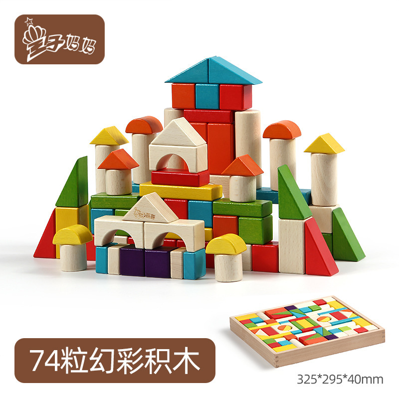 Bloques de construcción coloridos de madera de haya que ensamblar juguetes educación temprana Niños niños y niñas educativos gran partícula de madera 2-3-6 años image 8