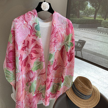 丝巾薄款纱巾棉麻围巾女韩版百搭长款纱巾夏季防晒披肩两用披肩