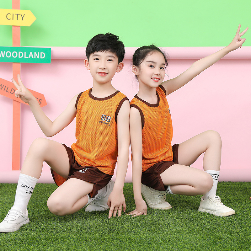 儿童篮球服 夏季新款男童女童宝宝运动背心套装球衣 童装厂家代发|ms