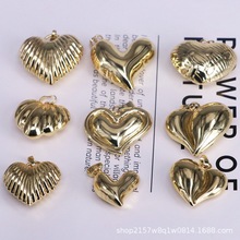 14K电镀真金保色镂空爱心系列吊坠diy手作耳饰项链手链材料配件