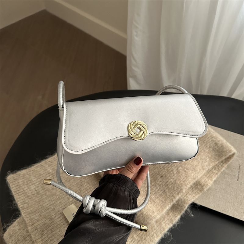 2024 invierno retro casual de color sólido nuevo estilo simple texturas coreanas bolsas de brazo de moda bolsas de hombro de moda