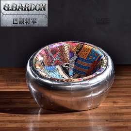 观影沙发铝皮铆钉单人椅LOFT工业风个性花布球形懒人ball chair