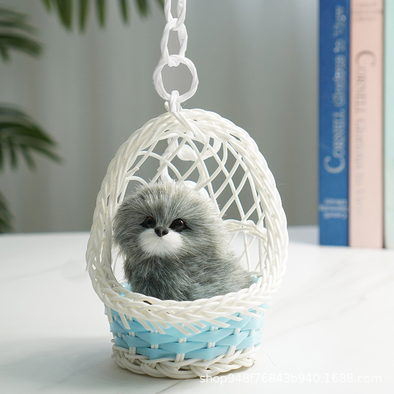 파란색 교수형 바구니 + 회색 개가 짖을 수 있습니다