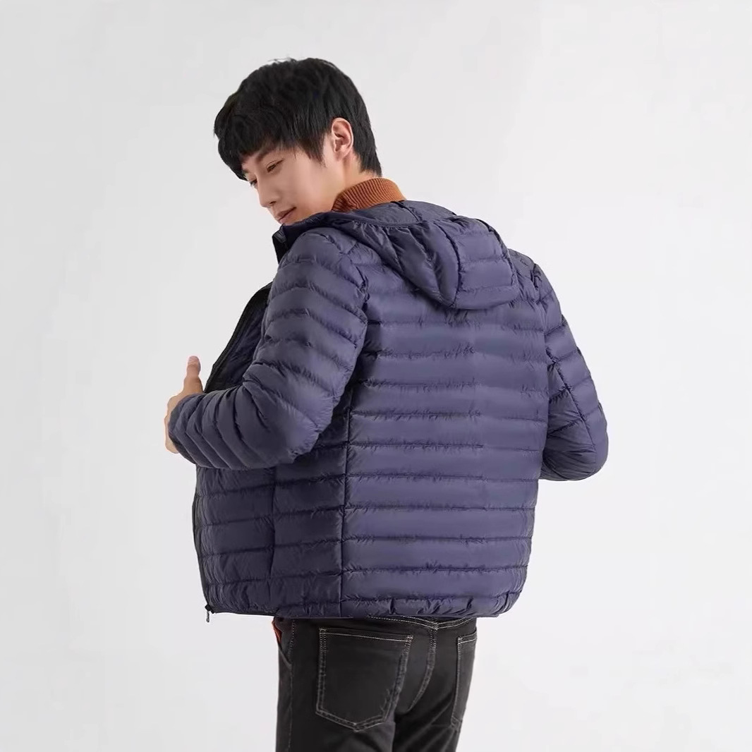 90% down Lightweight down Jacket for Men with Hood, Extra Large Size, Suitable for Middle-Aged and Young People, Ultra-Thin Style for Dads and Big Guys