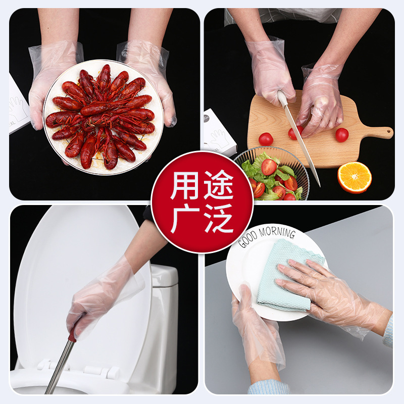 Thickened Disposable Gloves Boxed Transparent Film Gloves TPE Food Grade Dining Takeout Household Hand Film