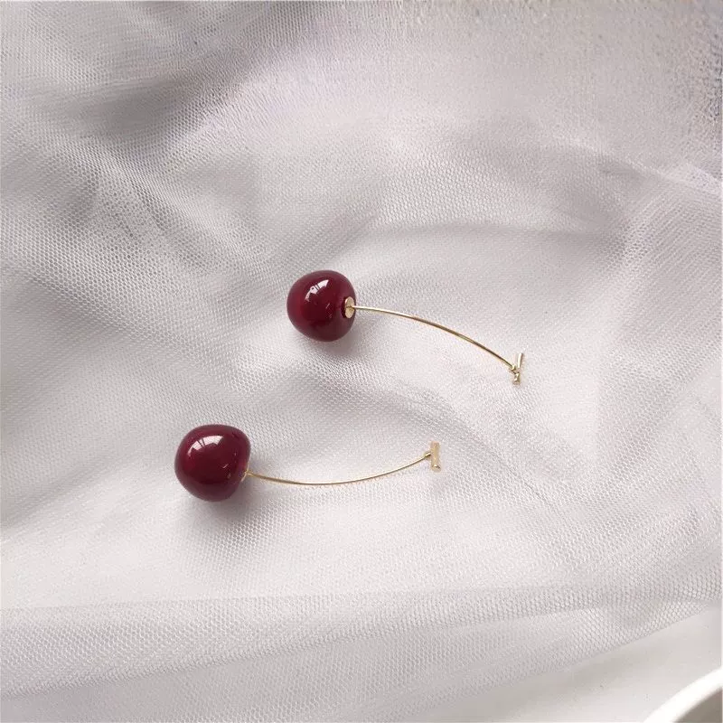 Серьги и подвеска, дизайн вишня из 925 серебра, полированное высокое качество, 0.02 кг
