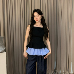 Interpretation of Beauty NEWOPEN 25 夏甘い年齢軽減ウェアラブルコントラストカラーステッチベストサスペンダートップ女性用 S5826