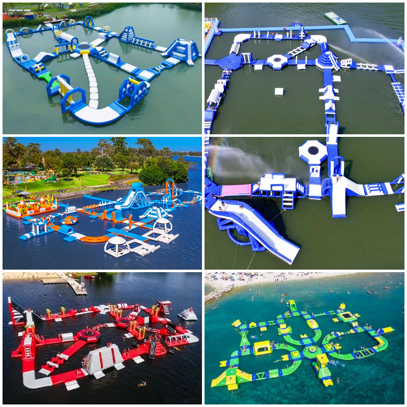 充气水上闯关障碍组合大型水上乐园设备海上冲关移动支架水池组合