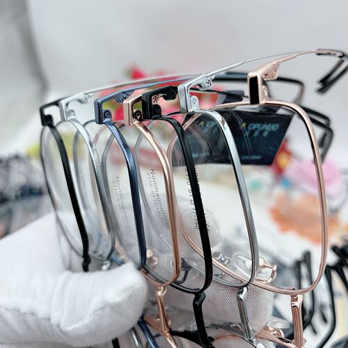 Shenzhen pure titanium glasses literary retro glasses frames Buick Zeiss optical myopia glasses frames half titanium factory wholesale