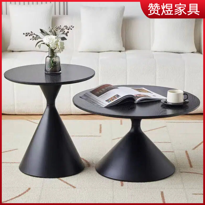Cream Style Solid Wood Coffee Table Minimalist Home Living Room Small Apartment Modern Simple High-End Round Movable Side Table