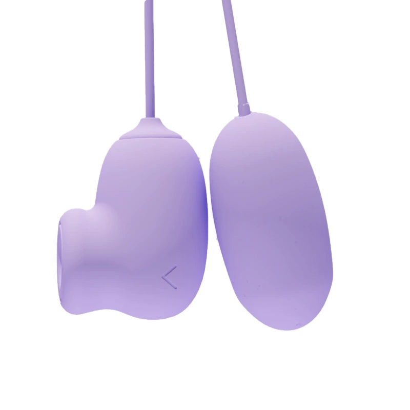 Double-ended vibrator with tongue licking, USB female sex toy inserted, vibrating massage, breast teasing