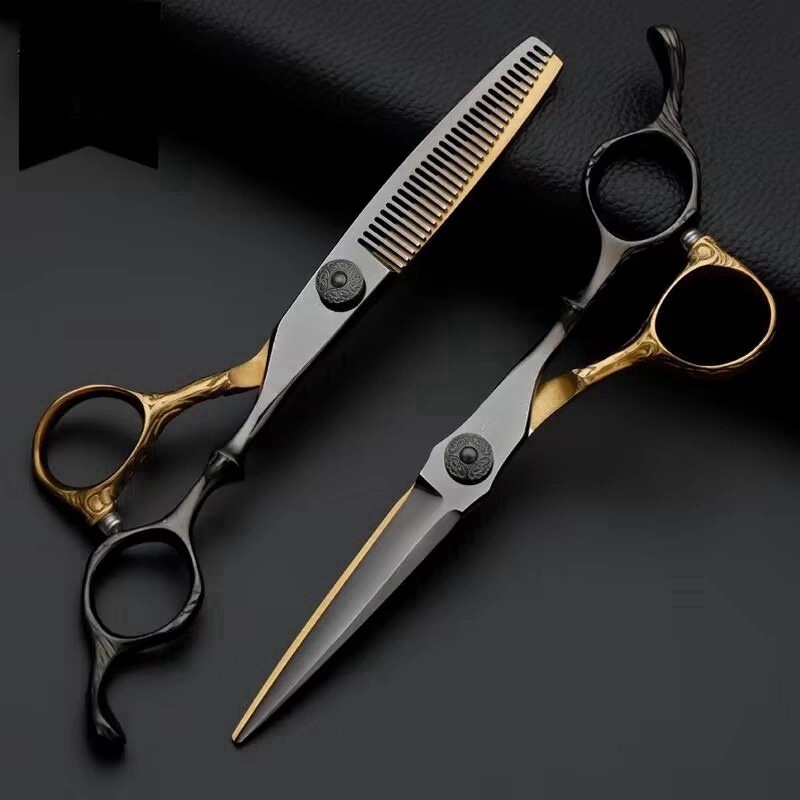 6寸专业美发理发剪刀黑金平剪牙剪无痕牙剪打薄剪发型师专用套装