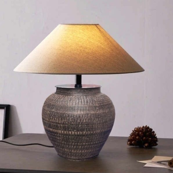 Japanese Wabi-Sabi Style Clay Pot Vintage Living Room Table Lamp Bedroom Bedside Model Room Hotel Homestay Designer Ornament