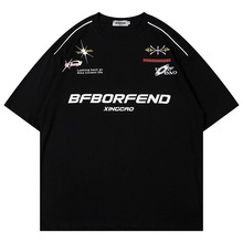 YPRS男装设计感机车赛车oversize美式街头小众情侣同款ins短袖t恤