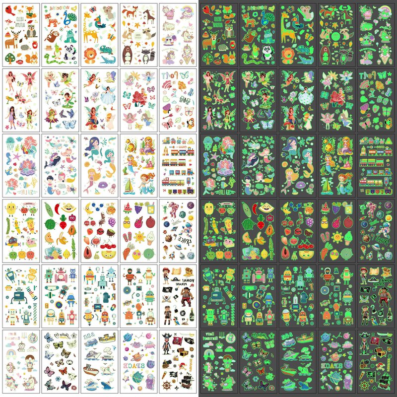 Amazon For Children Luminous Tattoo Sticker Cartoon Cute Animal Arm Face Luminous Temporary Tattoo Sticker