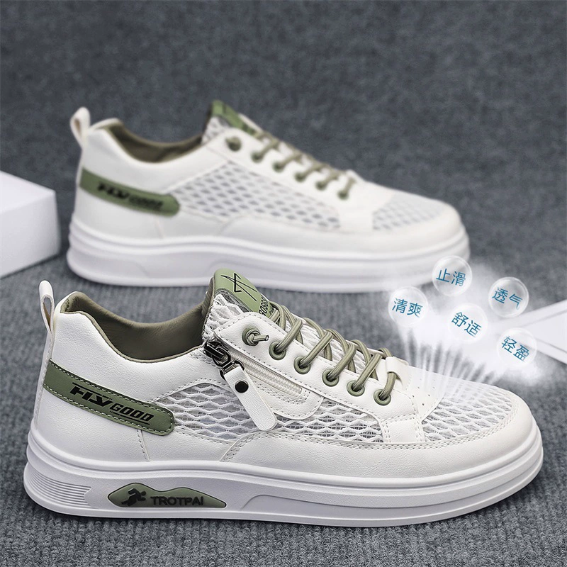 Мужские летние сетчатые дышащие туфли с тонкой сеткой, повседневные кроссовки без шнуровки, спортивные легкие модные туфли с большой сеткой и полой сеткой